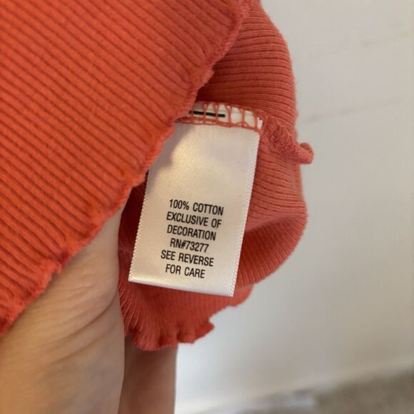 Y2K‎ Tank Top Lave Trim V-Neck Ruffle Hem orange Apt 9 M Fairy 100% Cotton - Picture 3 of 5